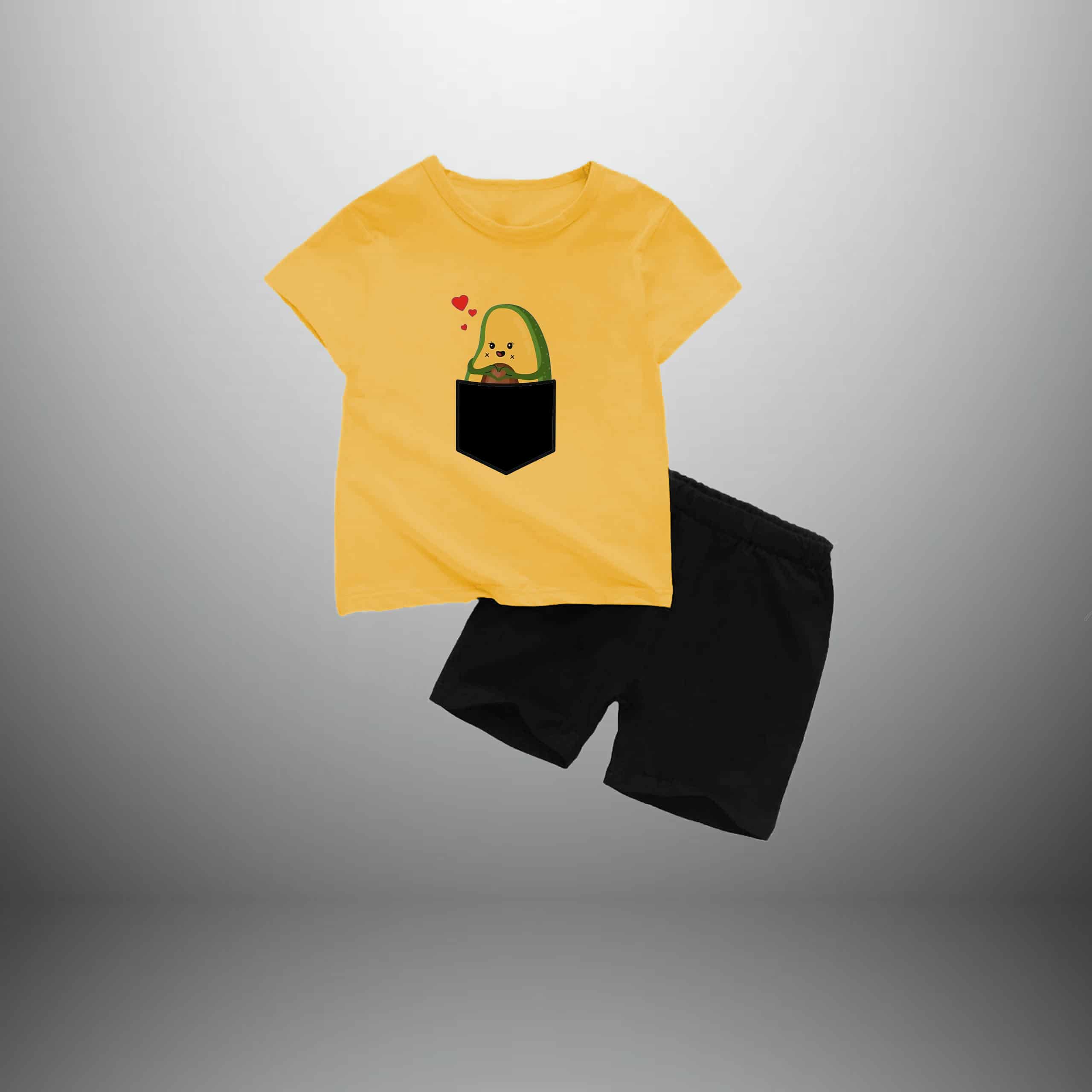 Boys Cute Print Yellowish orange T-shirt and Shorts Set - RKFCW352